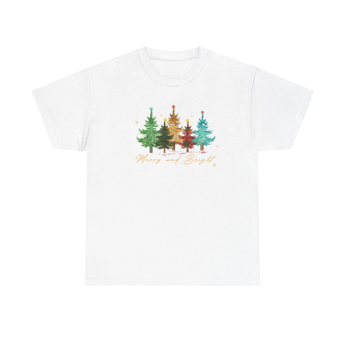 Merry & Bright Trees Christmas Shirt Women Holiday Tee Cute Winter Gift