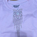 Gildan DryBlend Womens Pink Short Sleeve and pink studs/clear rhinestones Unisex