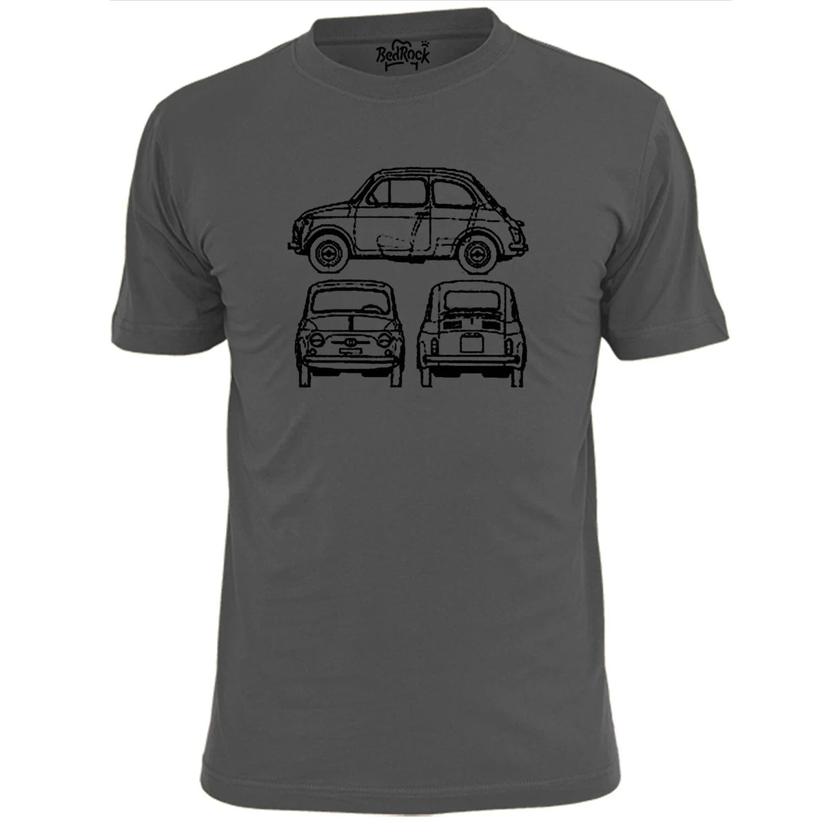 Mens Fiat 500 V2 Blueprint Retro Car T Shirt Classic Motor Unisex