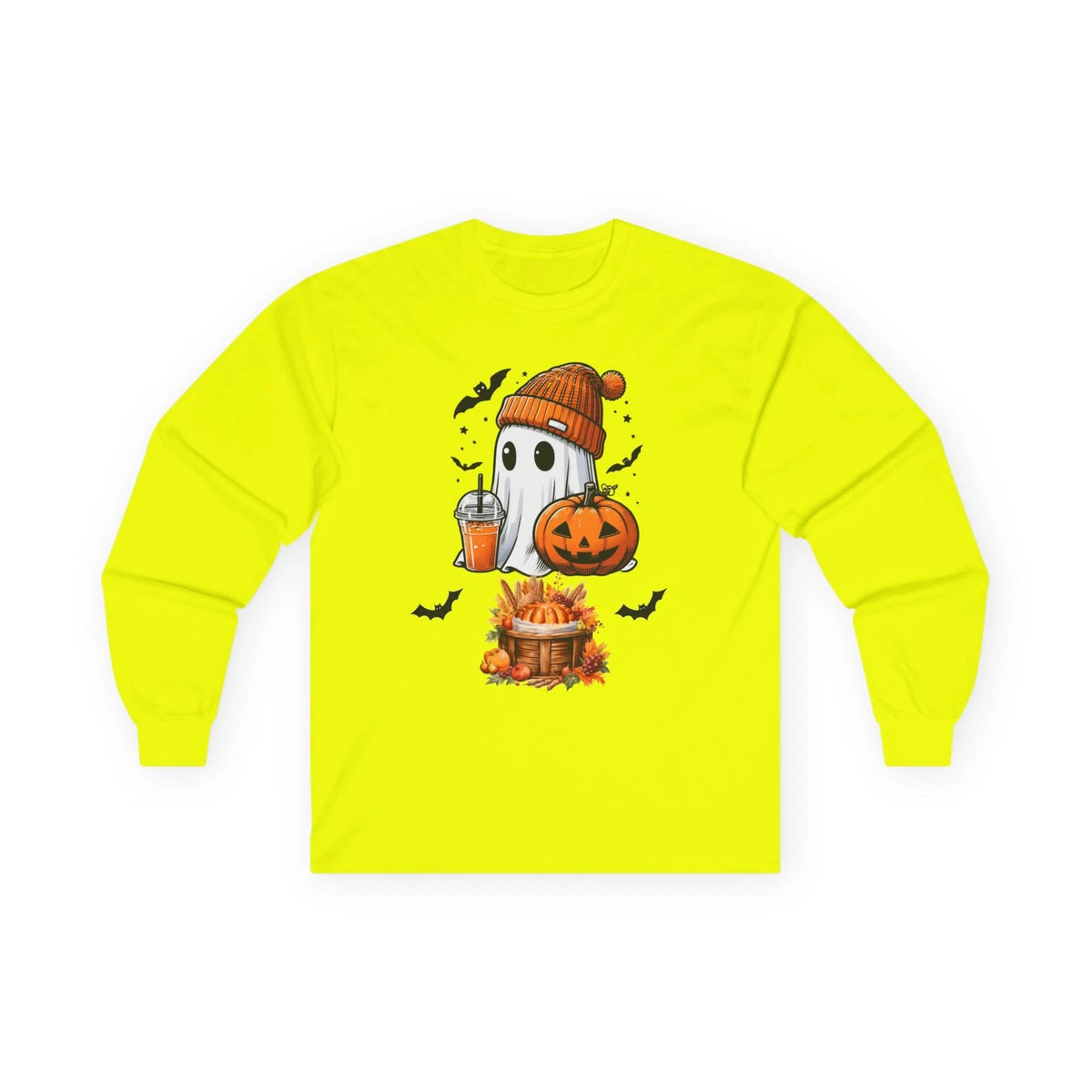 Cozy Ghost Pumpkin Long Sleeve Tee | Halloween Fall Vibes