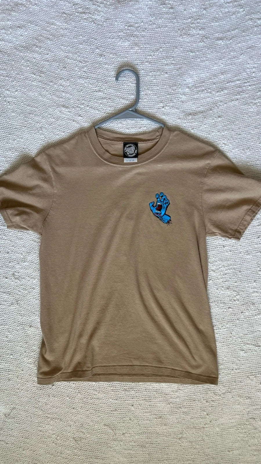 Santa Cruz Youth L Beige Crew Neck Short Sleeve Skate Unisex