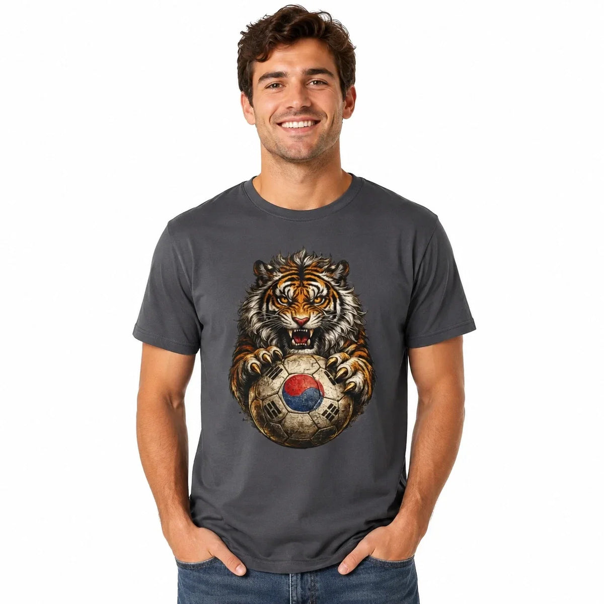 South Korean Tiger Soccer Ball Korean Football Fan Graphic Tee Unisex