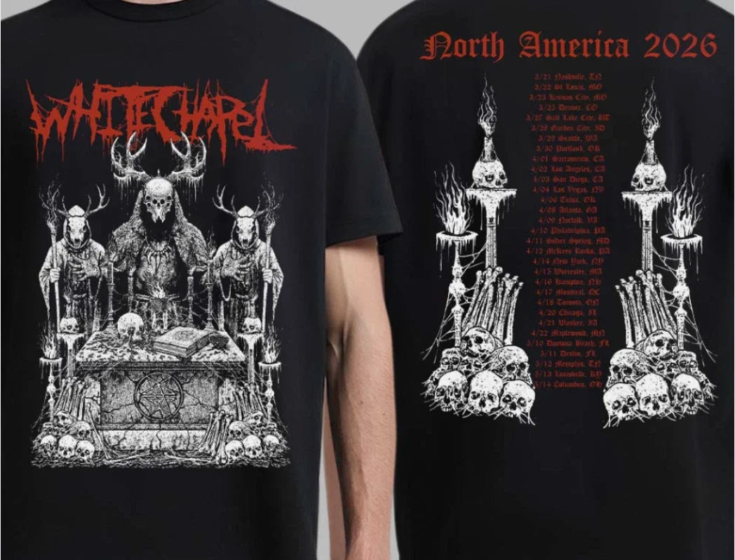 Whitechapel North America Tour 2026 black color 2 side Shirt reprint Unisex
