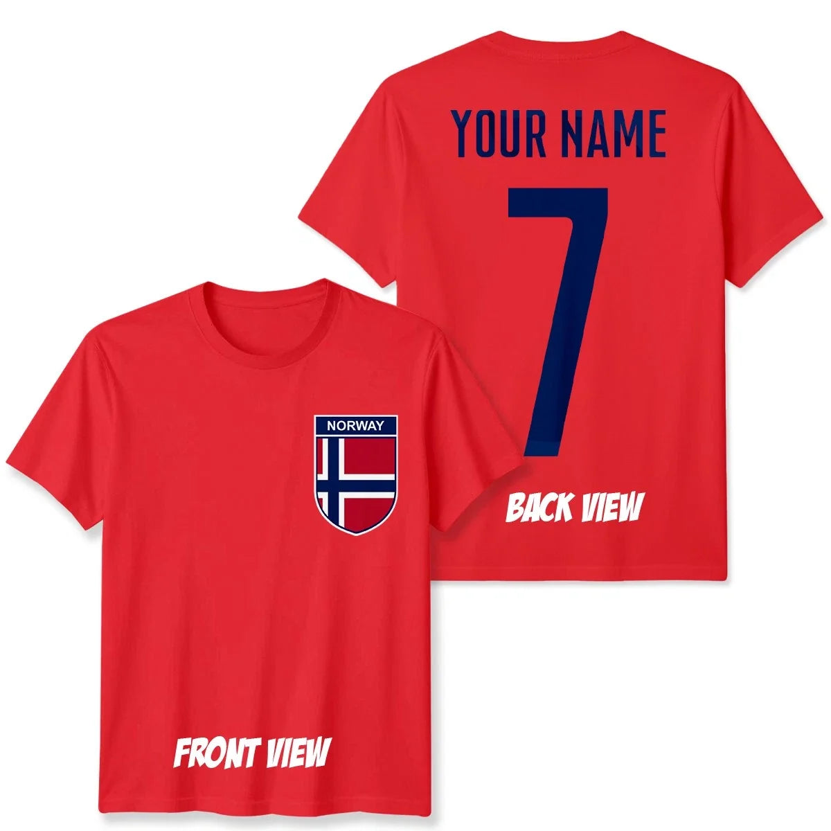 Personalised Norway Football Unisex Kids Name Number Tee #WC Unisex
