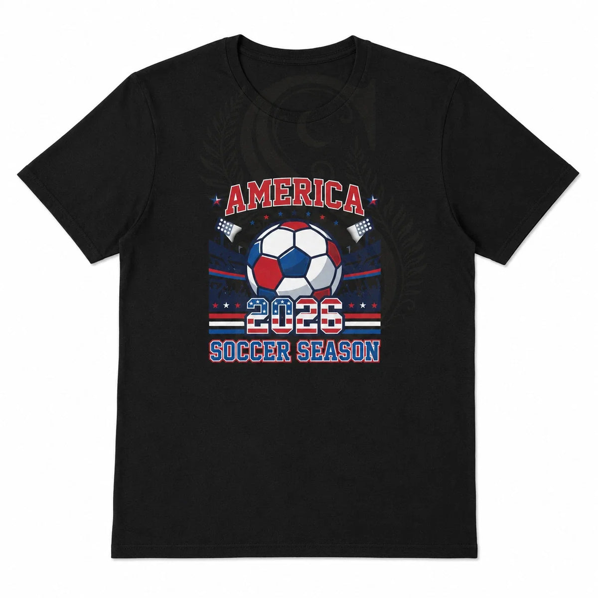 America 2026 Soccer Season USA Football Fan Graphic Black Tee Unisex