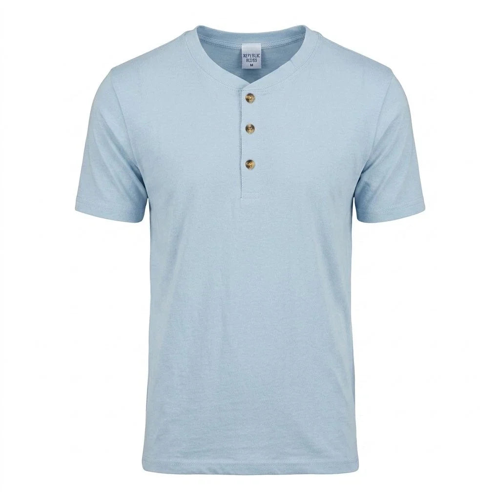 Men's Short Sleeve Henley Regular Fit Causal Cotton Lightweight Active Unisex