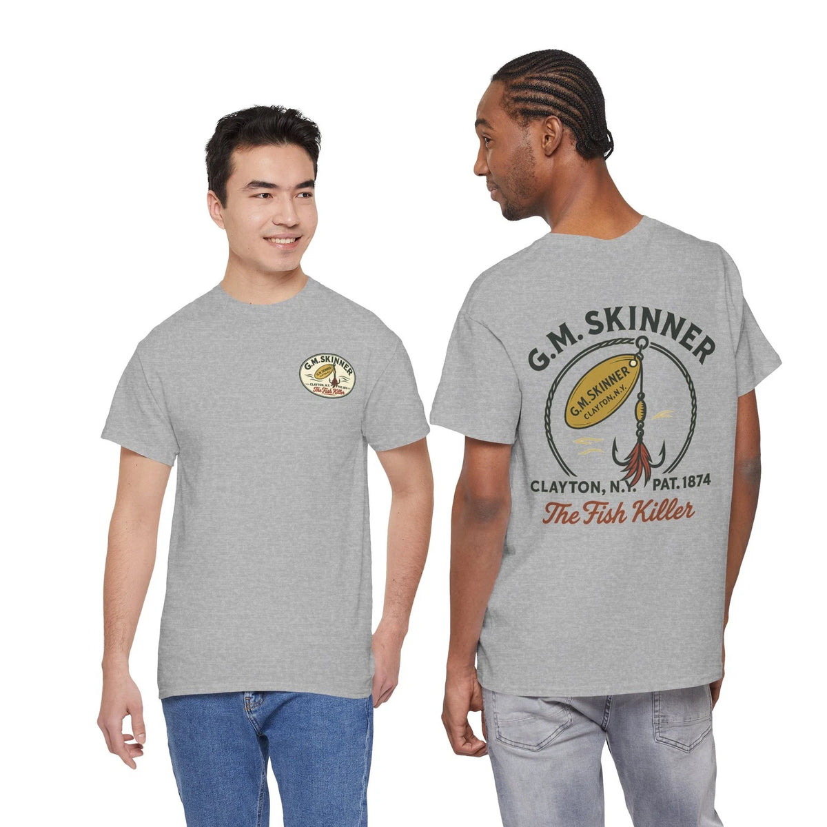 G.M. Skinner Clayton NY 1874 Spoon Fish Killer Fishing Lure Collector T-Shirt