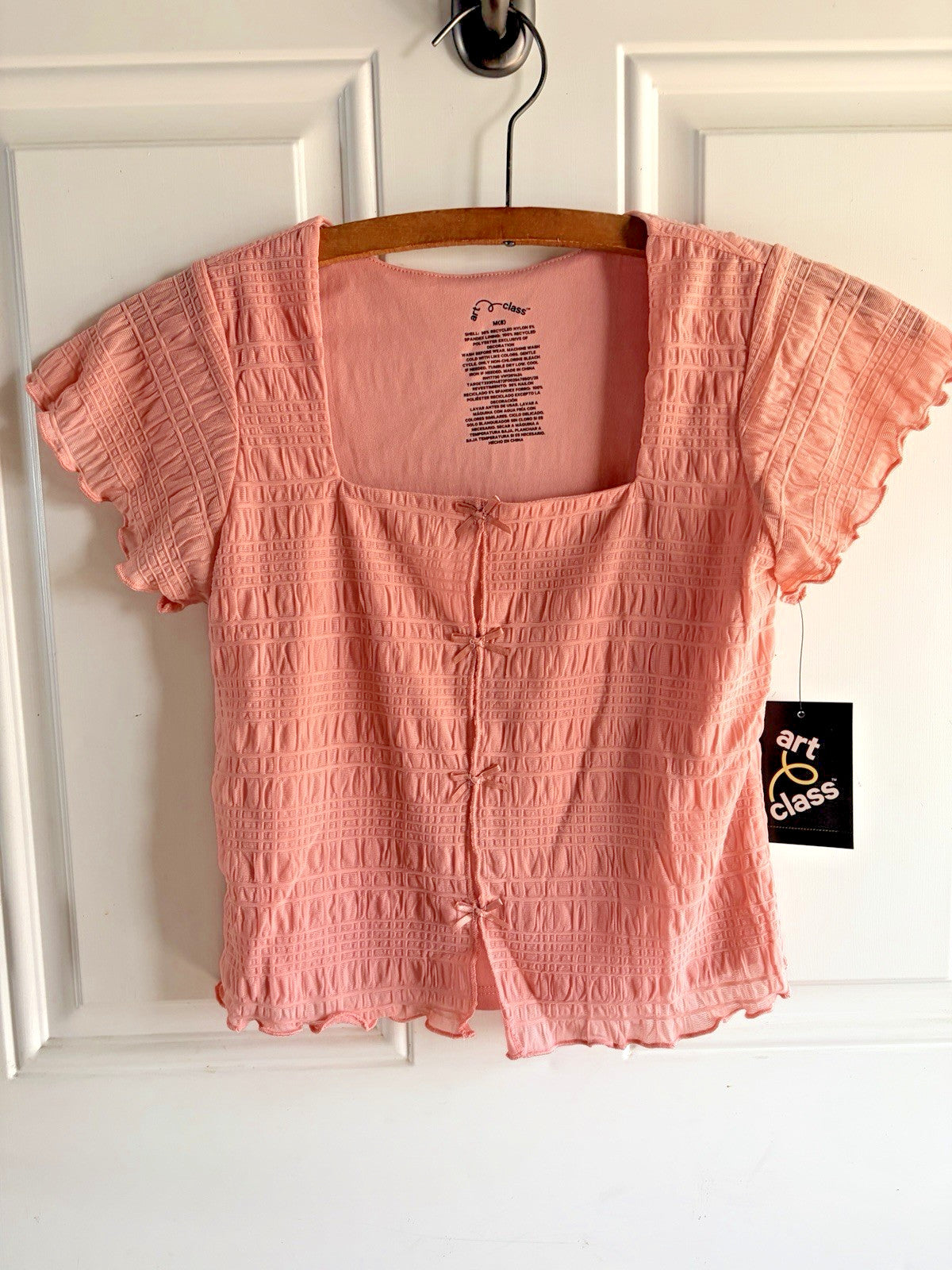 art class Girls Textured Pink Short Sleeve Shirt - Girls Size M (8) Unisex