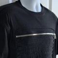 XL black, short sleeve, fashionable T- shirt, zipper accents, casual but unique Unisex