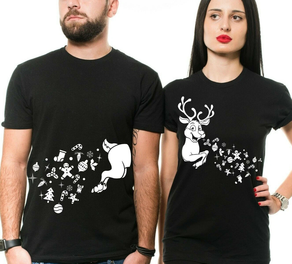 Matching Christmas Couple Shirts, Reindeer Shirt, Funny Adult Christmas Shirt