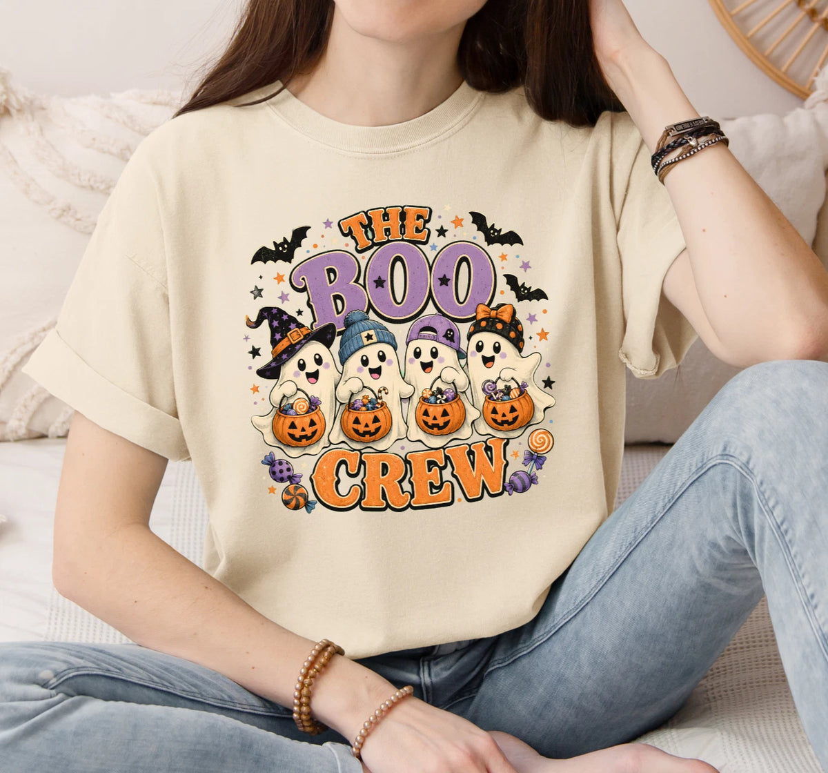 Boo Crew Halloween Shirt Cute Ghost Comfort Colors Graphic Tee Unisex Adult