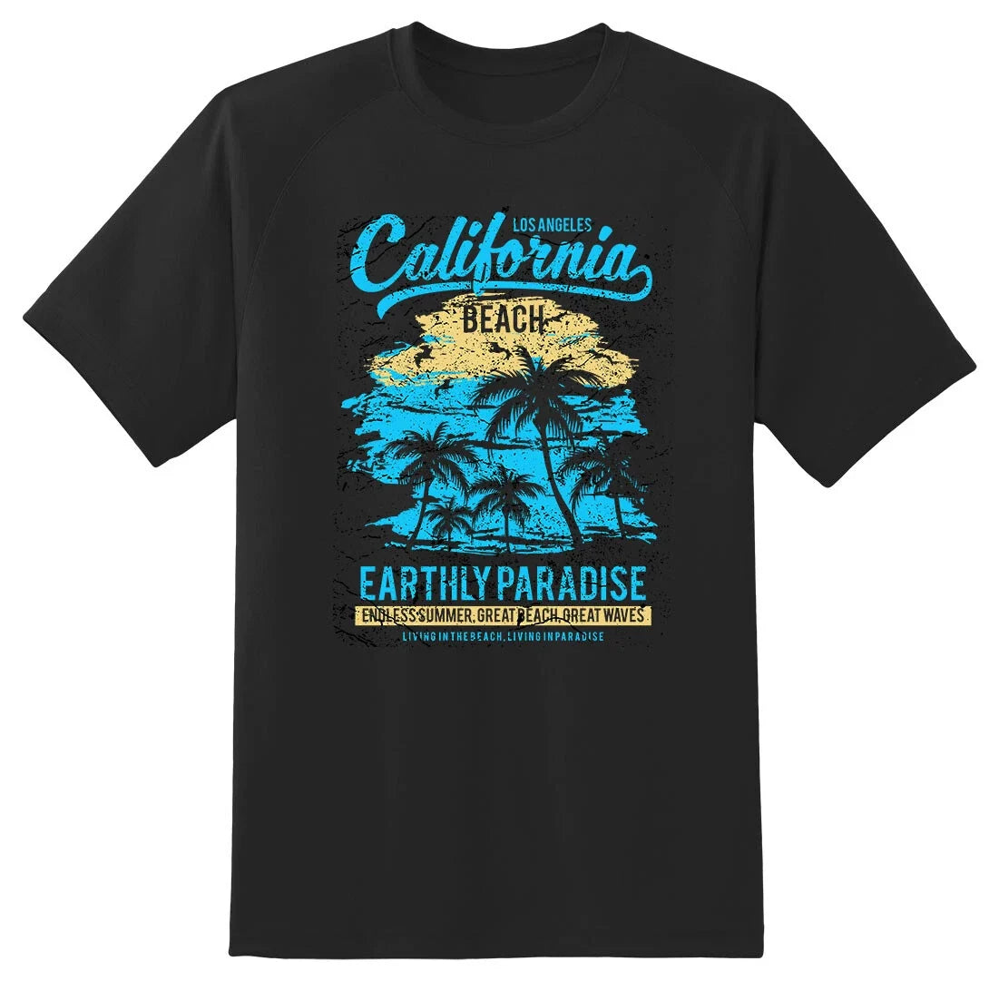 California beach earthly paradise Black or white tee shirt Unisex