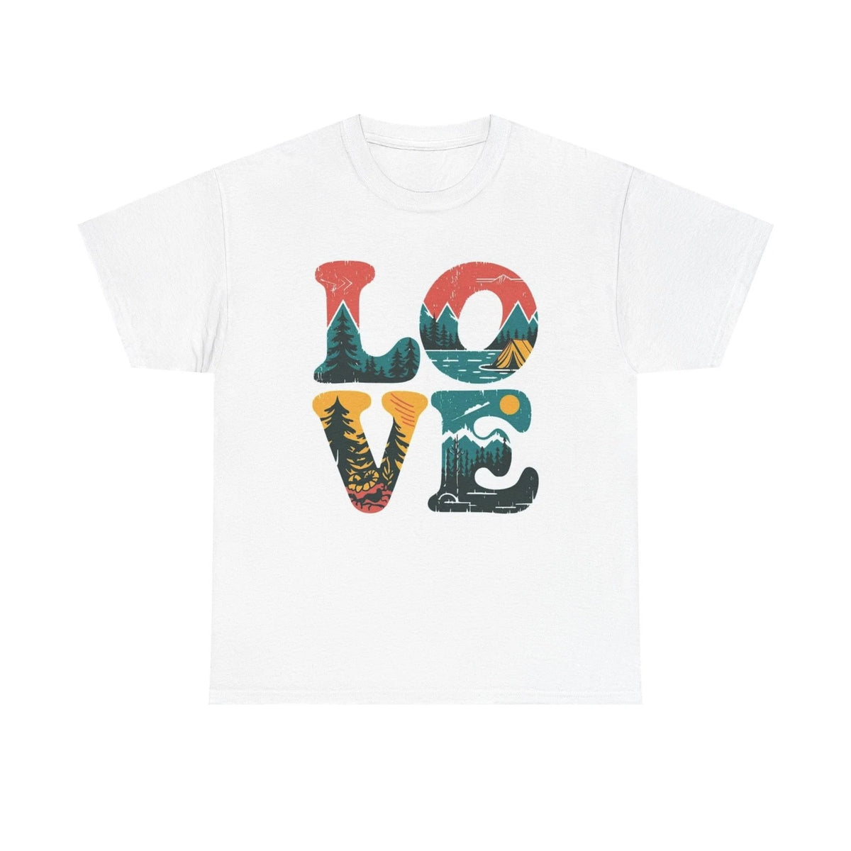 Love Outdoors Camping Graphic T Shirt Men's Heavy Cotton Tee