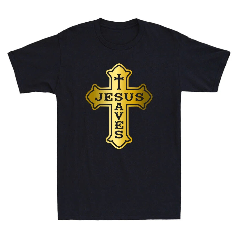 Jesus Christ Saves Christian Religious God Christianity Golden Print Men Unisex
