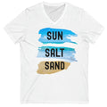 Beach t shirt, Sun Salt Sand Short Sleeve V-Neck, Ocean Tee v neck shirt 2X Unisex