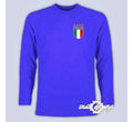 Retro Italy Football T Shirt Italia Italian Long Sleeve Blue Unisex