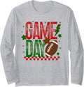 Game Day Football Retro Checked Red Green Touchdown Long Sleeve Tshirt Unisex
