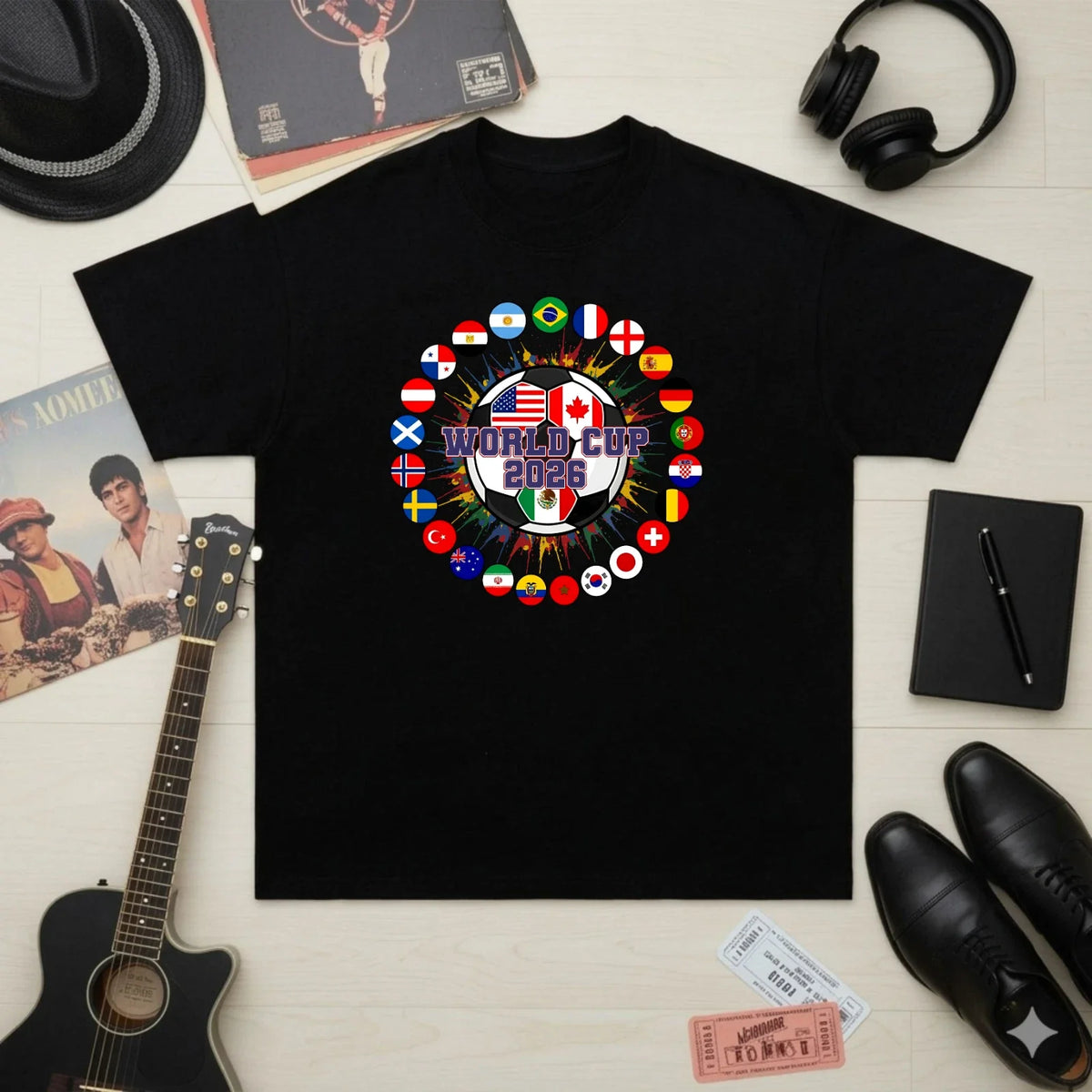 World Cup 2026 , Soccer Ball with Flags Shirt, Soccer Fan Tee Unisex
