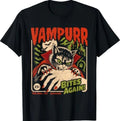 Vampurr Bites Again! Funny Cat Halloween Vintage Graphic T-Shirt4