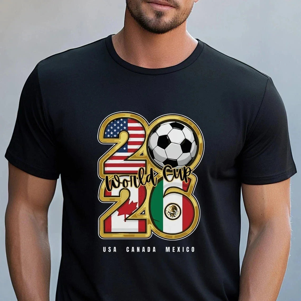 World Cup 2026 T Shirt USA Canada Mexico Soccer Graphic Tee Unisex