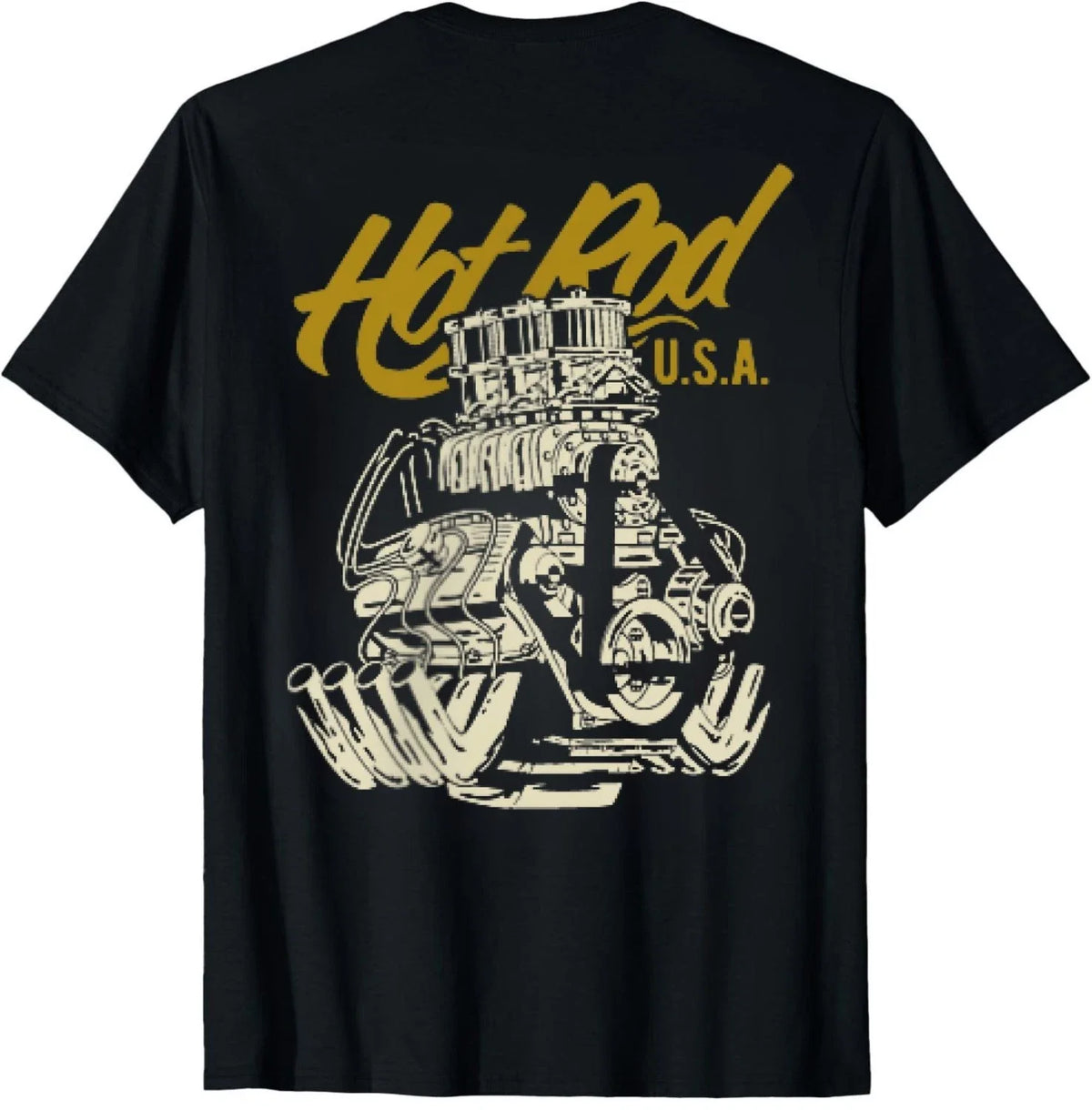 Hotrod Dragster Race Car Muscle Car Engine Cartoon Gift Unisex (On Back) Unisex
