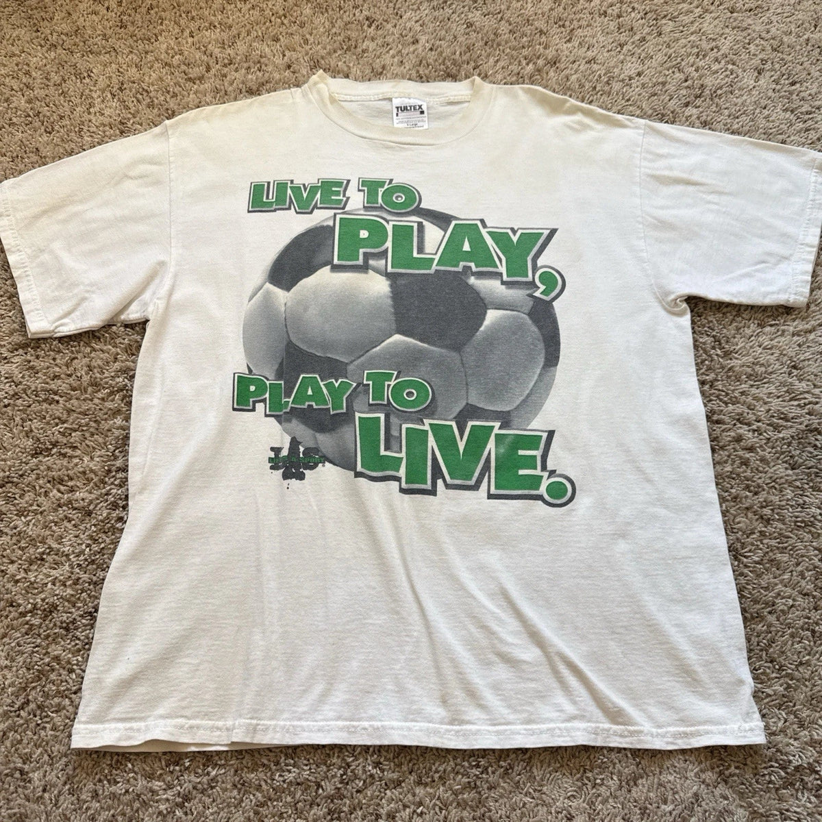Vintage 90s Soccer XL Tultex Live to Play Play to Live Football USA Made Unisex