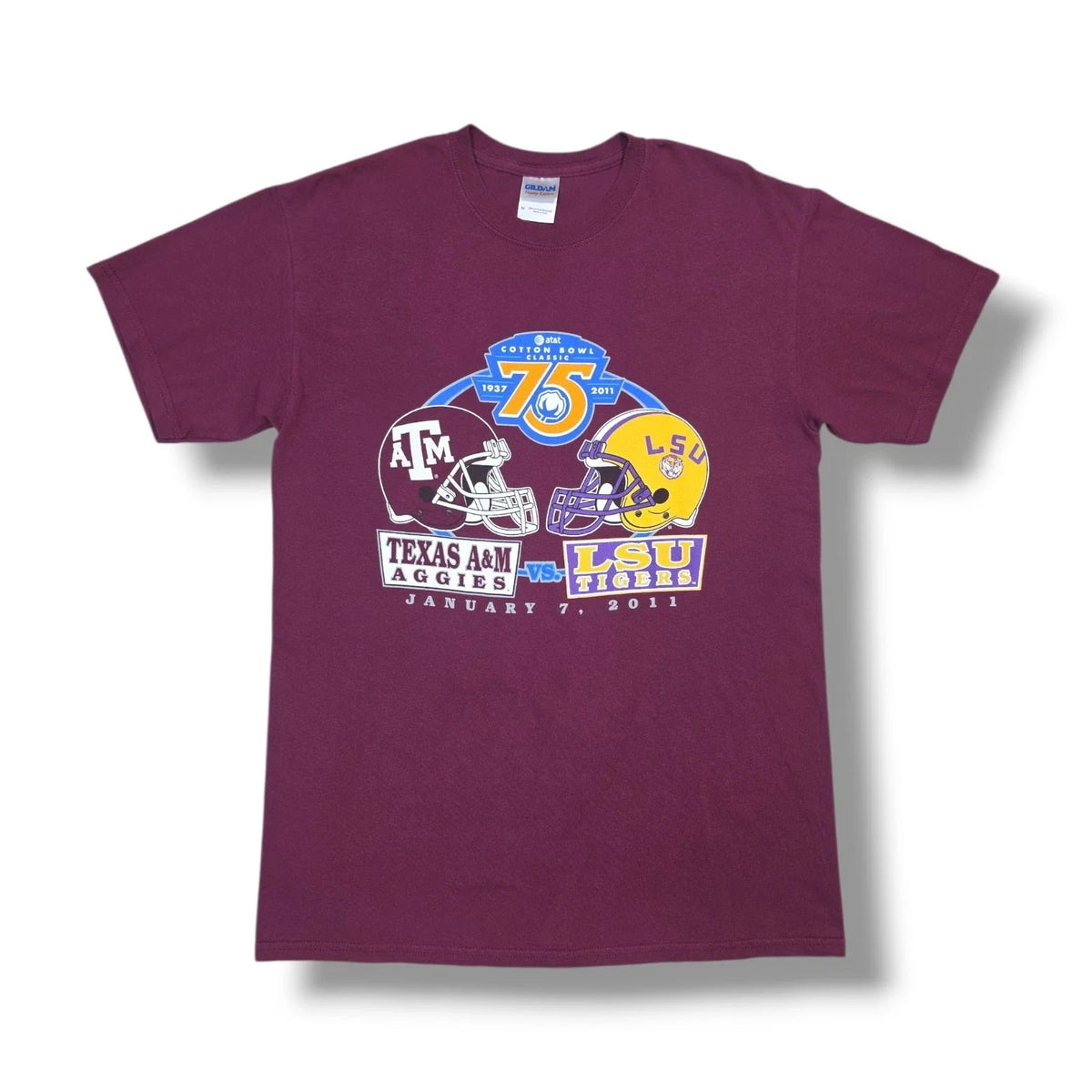 AT&T Cotton Bowl Classic 75 2011 Texas A&M vs LSU Maroon Gildan Size M Unisex