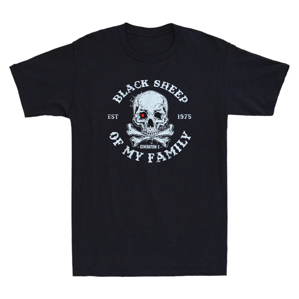 Skeleton GenX Est 1975 Black Sheep Of My Family Funny Men's Short Sleeve Unisex