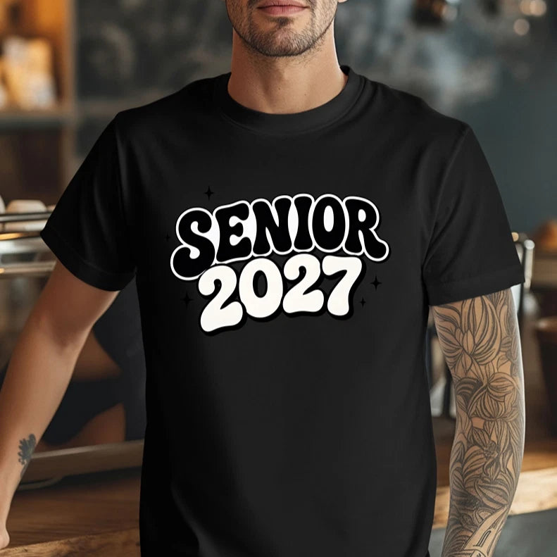 Senior 2027 Shirt, Retro Groovy Class of 2027 Tee, High School Senior Year Shirt