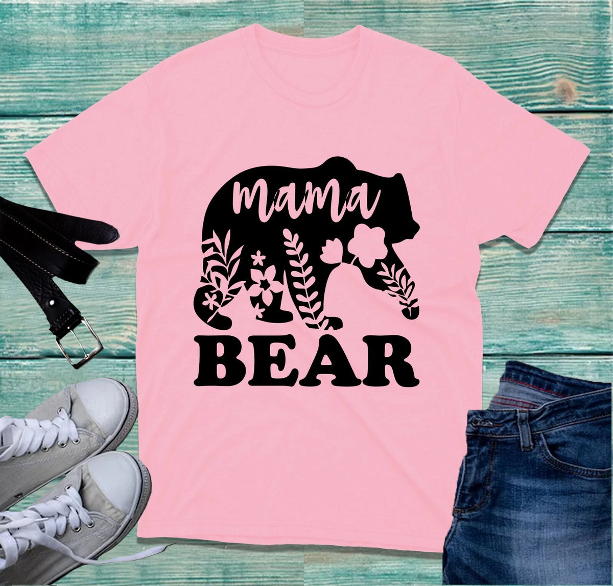 Mama Bear T-Shirt Mother's Day Mommy Bear Baby Shower Mom Life Mama Gift Tee Top