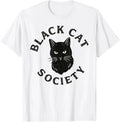 Black Cat Society Retro Halloween Kitten Lover Vintage White T Shirt