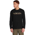 Simms Men's Large L Black Logo Long Sleeve Fishing Cotton Blend NWT NEW Unisex