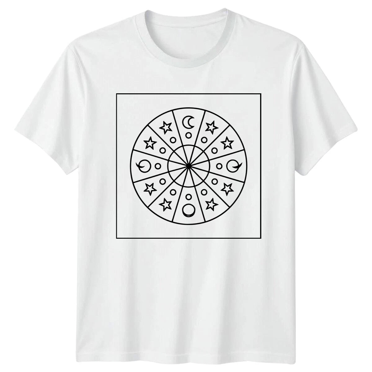 Celestial Moon Stars Circle Graphic Mens T-Shirt Ladies Tee Unisex Top