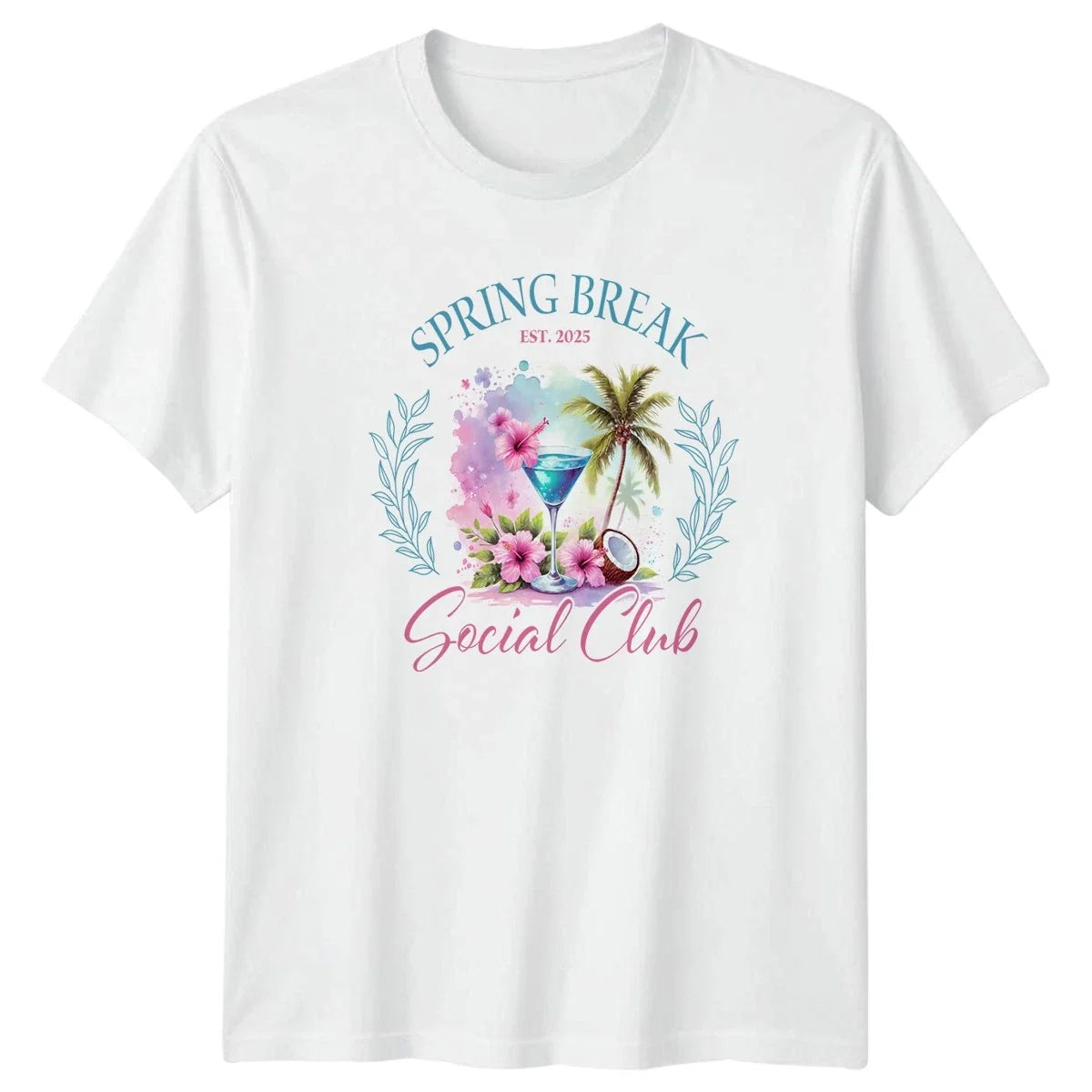 Spring Break Est 2025 Social Club Women Tropical Cocktail Beach Vacation Unisex