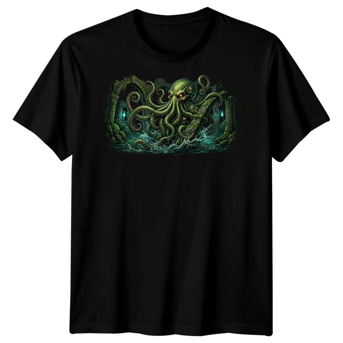 Cthulhu Rising Mens T Shirt Horror Sea Monster Kraken Squid Tentacles Tee Unisex