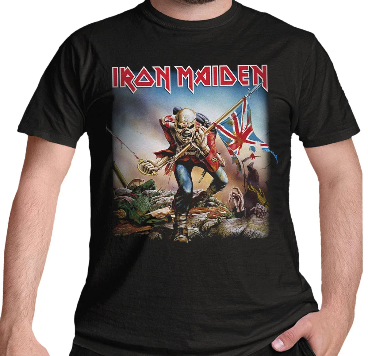 Official Iron Maiden T Shirt The Trooper Black Heavy Metal Eddie New S To XXL Unisex