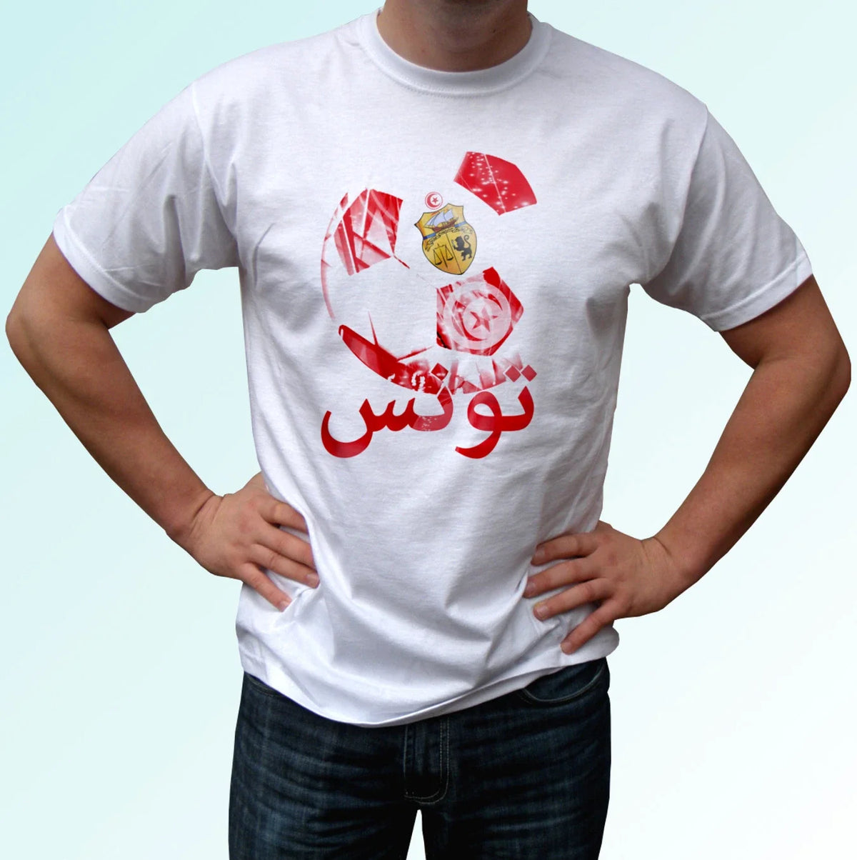 Tunisia flag white t shirt design soccer gift cup top tee all sizes Unisex