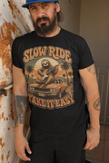 Slow Ride Sloth Guitar T-Shirt | Take It Easy Retro Sunset