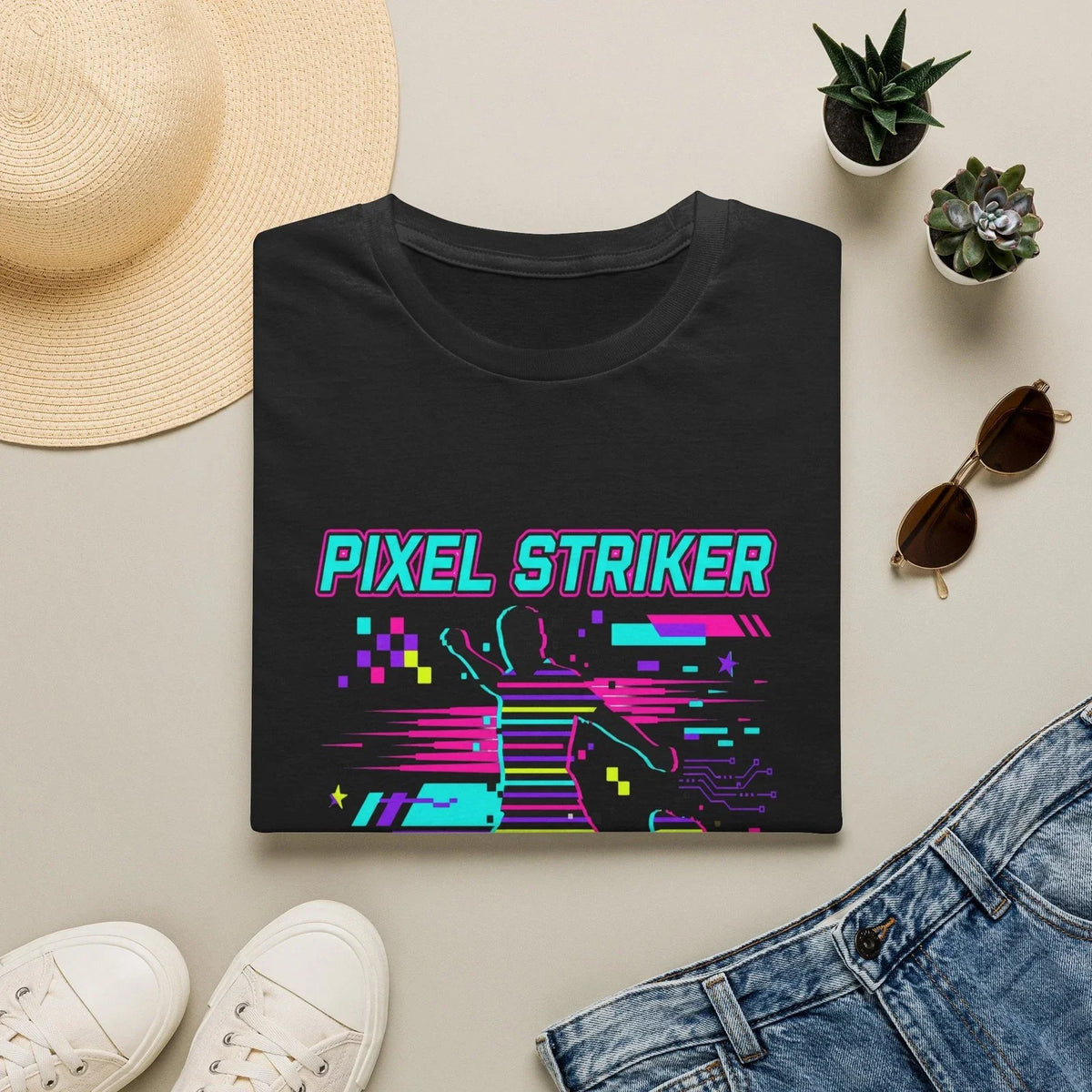 Pixel Striker soccer player graphic | 2026 retro arcade design Unisex