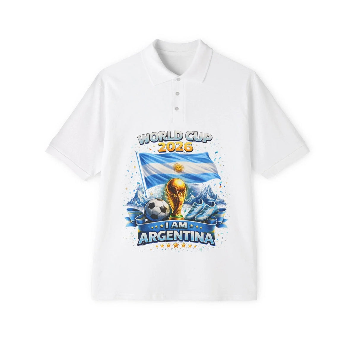 Argentina World Cup 2026 Polo | Soccer Trophy Flag Design Unisex