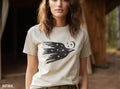 Celestial Bird Shirt Flying Bird Night Sky Moon Stars Vintage Tee Distressed