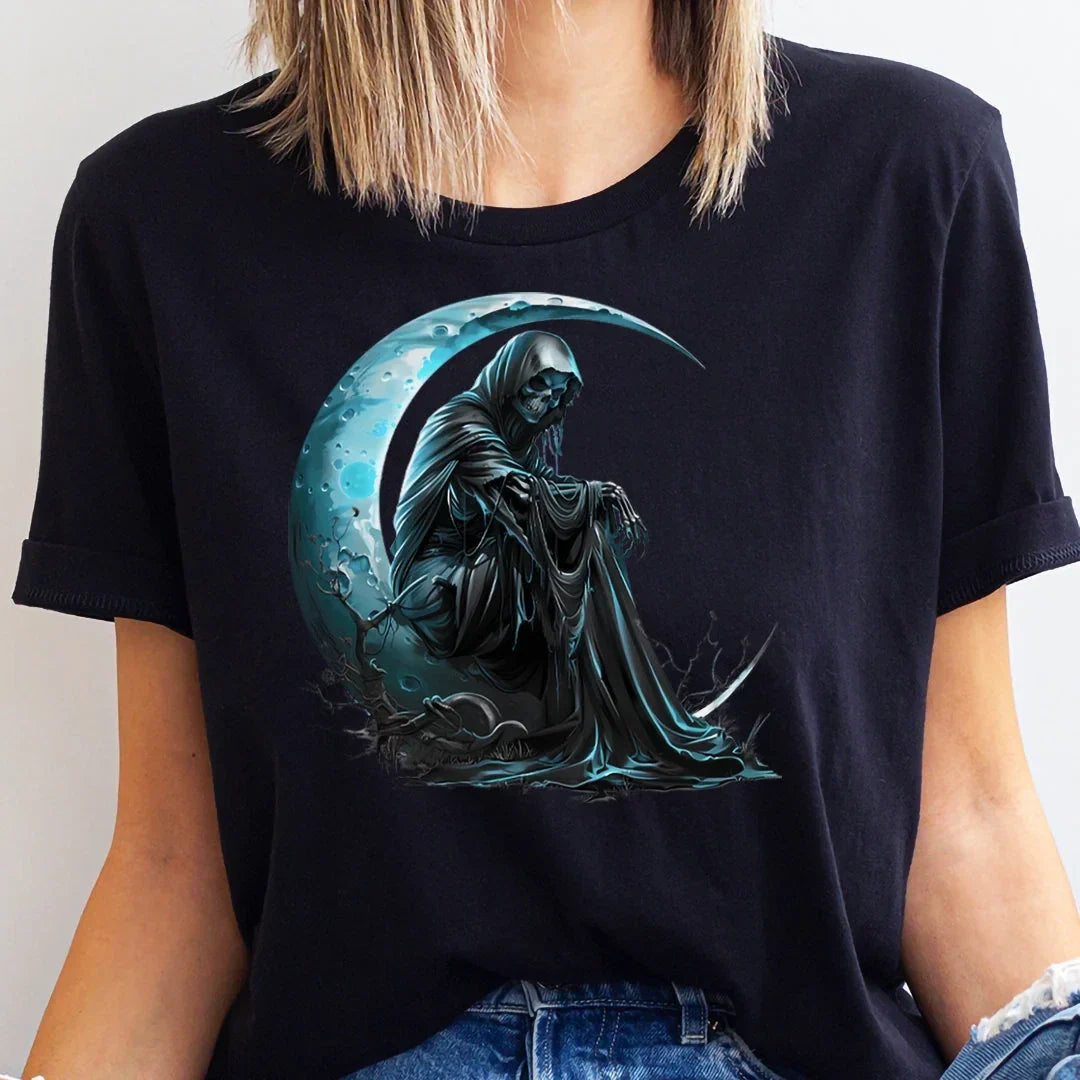 Grim Reaper in the Crescent Moon - soft, lightweight shirt Unisex