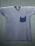 Vintage 90s Faded Distressed Ghost Pocket Navy Blue USA Grunge T-Shirt Sz L