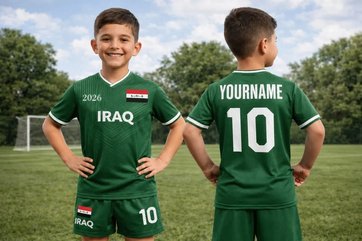 🔥Personalized Iraq Football Green AOP Set Gift Kids Fan Apparel Unisex