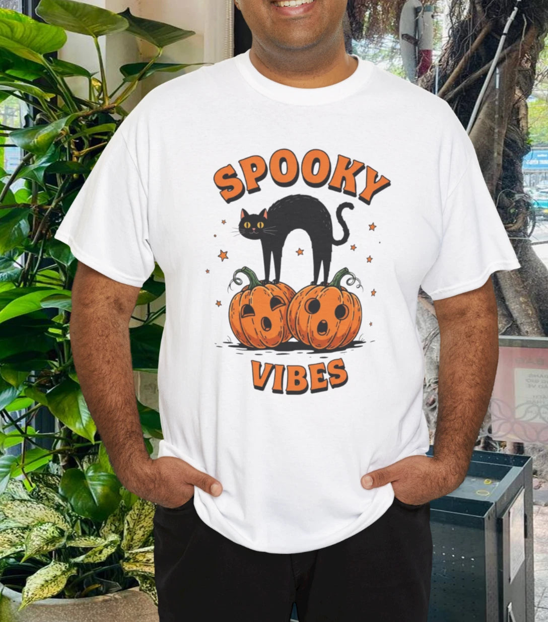Cat Halloween Shirt, Cat Shirt, Retro Graphic Halloween T-Shirt