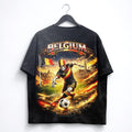 Belgium Soccer Skull Washed Belgian Football Tee World Cup 2026 Unisex