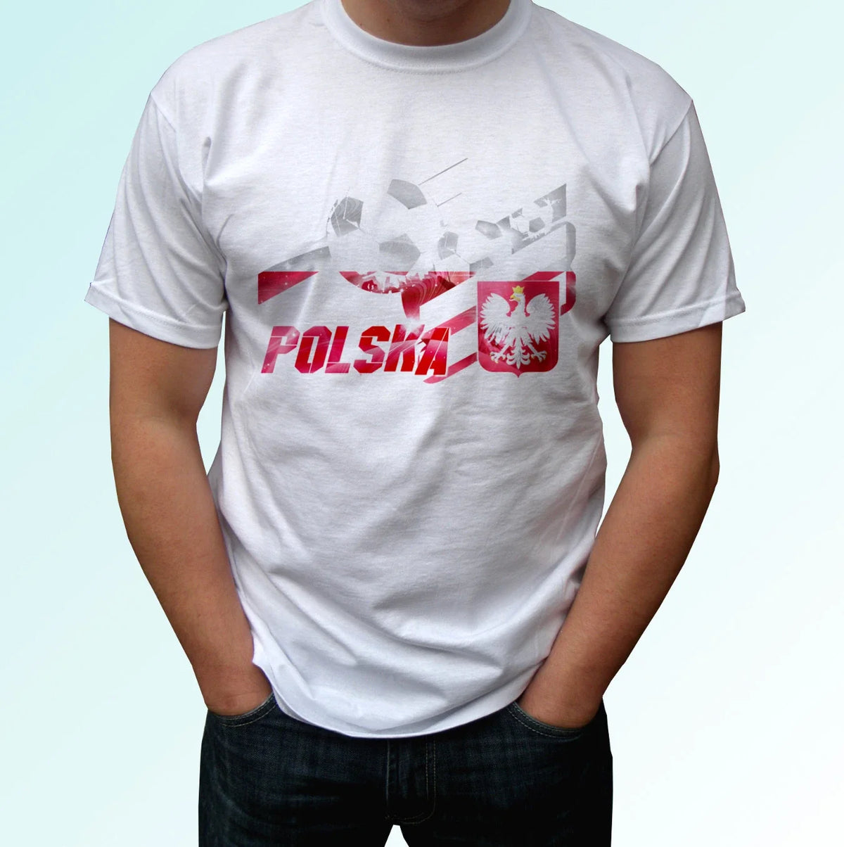Poland football flag white t shirt soccer tag Polska koszulka gift top tee Unisex