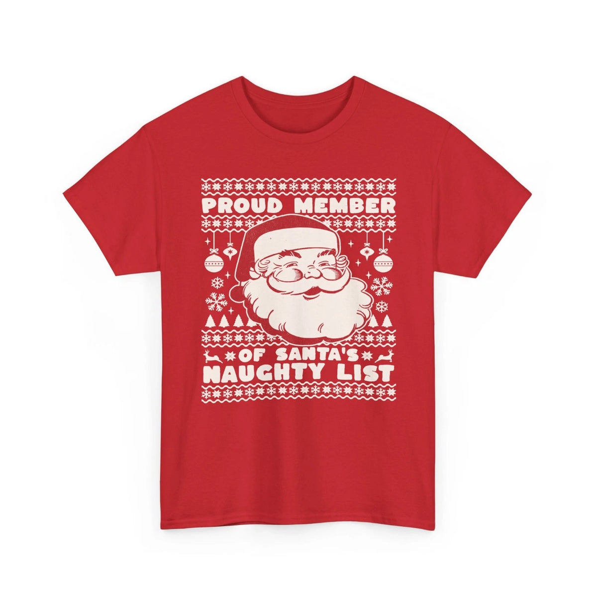 Santa's Naughty List Shirt Ugly Christmas Sweater Vintage Retro Xmas Graphic Tee