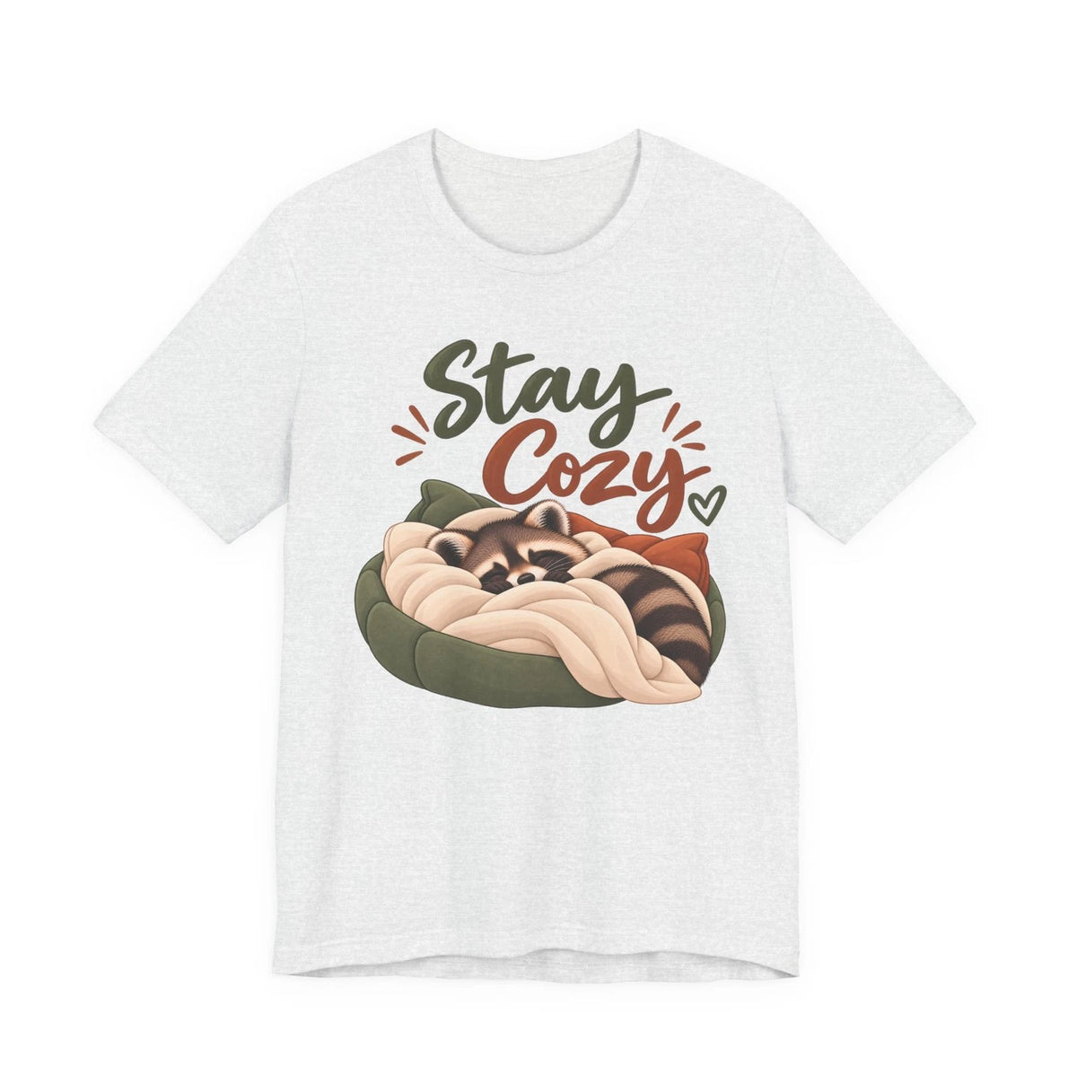 Stay Cozy Raccoon T-Shirt: Cute Sleeping Animal Graphic