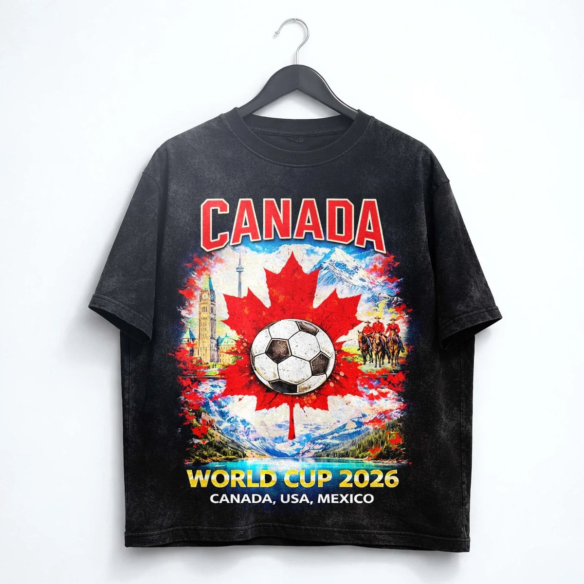 Canada World Cup 2026 Washed Maple Leaf Soccer Fan Tee Gift Unisex